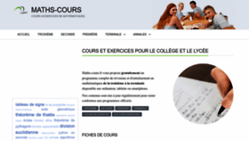 What Maths-cours.fr website looked like in 2022 (1 year ago)
