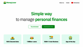 What Moneylover.me website looked like in 2023 (1 year ago)