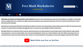 What Math-drills.com website looked like in 2023 (1 year ago)