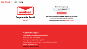 What Mailsac.com website looked like in 2023 (2 years ago)