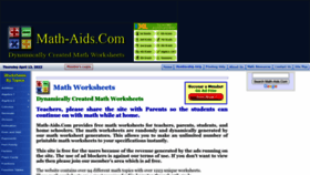 What Math-aids.com website looked like in 2023 (1 year ago)