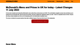 What Mcdonalds-menu.co.uk website looked like in 2023 (This year)