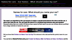 What Namesforcars.com website looked like in 2016 (7 years ago)