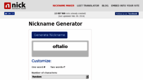 What Nicknamemaker.net website looked like in 2017 (6 years ago)