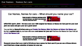What Namesforcars.com website looked like in 2018 (5 years ago)