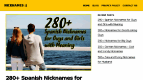 What Nicknamess.com website looked like in 2018 (5 years ago)