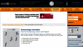 What Numerology.astro-seek.com website looked like in 2018 (5 years ago)