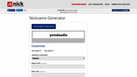 What Nicknamemaker.net website looked like in 2018 (5 years ago)