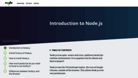 What Nodejs.dev website looked like in 2020 (5 years ago)
