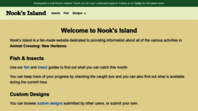 What Nooksisland.com website looked like in 2020 (4 years ago)