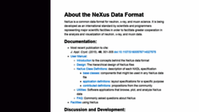What Nexusformat.org website looked like in 2020 (4 years ago)