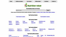 What Nutritionvalue.org website looked like in 2020 (3 years ago)