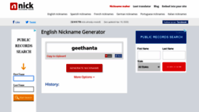 What Nicknamemaker.net website looked like in 2021 (3 years ago)