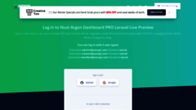 What Nuxt-argon-dashboard-pro-laravel.creative-tim.com website looked like in 2022 (2 years ago)