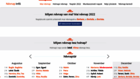 What Nevnap.info website looked like in 2022 (1 year ago)