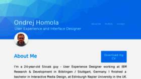 What Ondrejhomola.com website looked like in 2016 (7 years ago)