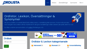What Ordlista.se website looked like in 2017 (6 years ago)