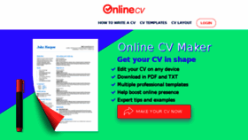 What Online-cv.co.uk website looked like in 2018 (5 years ago)