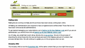 What Obits.rootsweb.ancestry.com website looked like in 2018 (5 years ago)