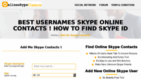 What Onlineskypecontacts.com website looked like in 2018 (5 years ago)