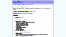 What Optifine.net website looked like in 2019 (6 years ago)