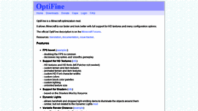 What Optifine.net website looked like in 2020 (5 years ago)