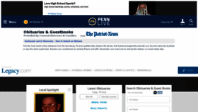 What Obits.pennlive.com website looked like in 2020 (3 years ago)