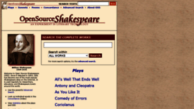 What Opensourceshakespeare.org website looked like in 2021 (3 years ago)