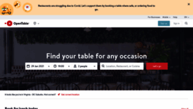 What Opentable.co.uk website looked like in 2021 (3 years ago)