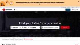 What Opentable.ie website looked like in 2021 (3 years ago)