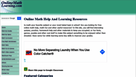 What Onlinemathlearning.com website looked like in 2021 (3 years ago)