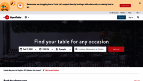 What Opentable.com website looked like in 2021 (3 years ago)