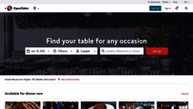 What Opentable.ca website looked like in 2021 (4 years ago)