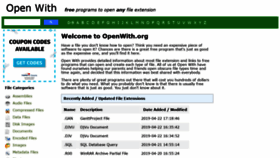What Openwith.org website looked like in 2021 (2 years ago)
