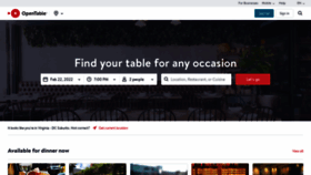 What Opentable.com website looked like in 2022 (2 years ago)