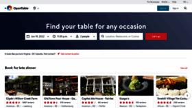What Opentable.ca website looked like in 2022 (3 years ago)