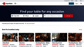 What Opentable.com.au website looked like in 2022 (1 year ago)