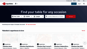 What Opentable.ae website looked like in 2023 (1 year ago)