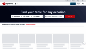 What Opentable.co.th website looked like in 2023 (1 year ago)