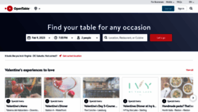 What Opentable.sg website looked like in 2023 (3 years ago)
