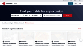 What Opentable.co.uk website looked like in 2023 (1 year ago)