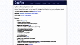 What Optifine.net website looked like in 2023 (2 years ago)