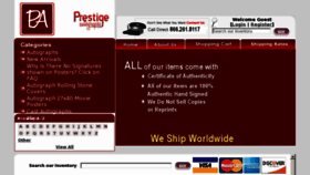 What Prestigeautographs.com website looked like in 2012 (12 years ago)