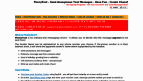 What Phonytext.com website looked like in 2012 (12 years ago)