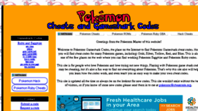 What Pokemon.cheatcode.org website looked like in 2016 (7 years ago)