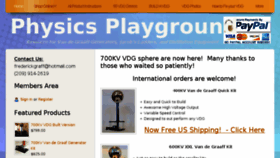 What Physicsplayground.com website looked like in 2017 (6 years ago)