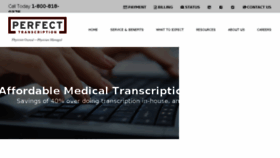 What Perfecttranscription.com website looked like in 2017 (6 years ago)
