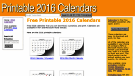 What Printable2016calendars.com website looked like in 2017 (6 years ago)