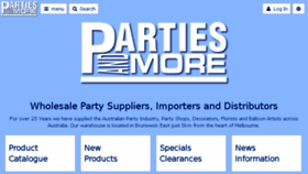 What Partiesandmore.com.au website looked like in 2018 (5 years ago)