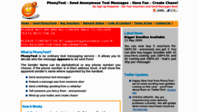 What Phonytext.com website looked like in 2011 (13 years ago)